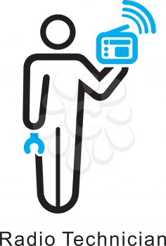 Royalty Free Clipart Image of a Radio Technician
