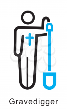 Royalty Free Clipart Image of a Gravedigger