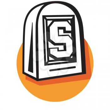 Royalty Free Clipart Image of an S on a Monument