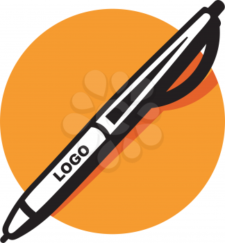 Royalty Free Clipart Image of a Pen With a Space for a Logo
