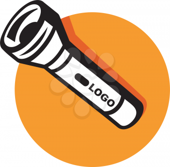 Royalty Free Clipart Image of a Flashlight With a Logo