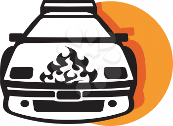 Royalty Free Clipart Image of a Car With Decals