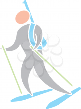 Royalty Free Clipart Image of a Biathlon Athlete