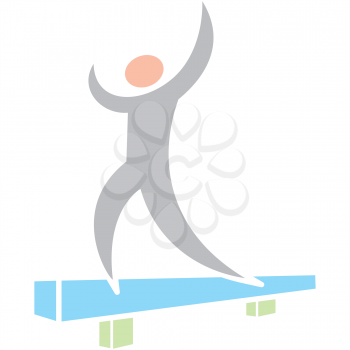 Royalty Free Clipart Image of a Person on a Balance Beam