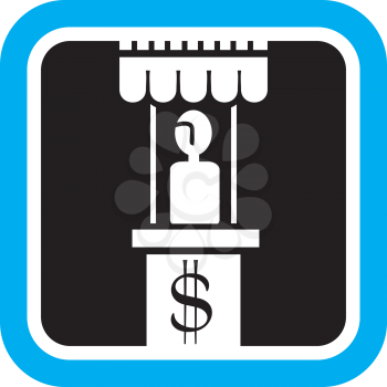 Royalty Free Clipart Image of a Box Office With a Dollar Sign