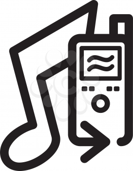 Royalty Free Clipart Image of a Musical Note and Cellphone