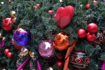 Royalty Free Photo of Ornaments on a Christmas Tree