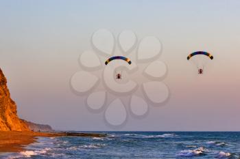 Royalty Free Photo of Parachuting Along the Mediterranean Coast