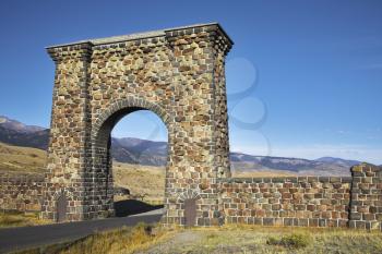 Royalty Free Photo of a Stone Gate to the Yellowstone National Park