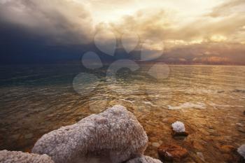 Royalty Free Photo of a Thunderstorm in the Dead Sea