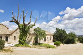 Silent rural hotel in fine spring day about ancient historical city Toledo in Spain