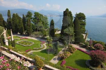 High resolution image of a picturesque park on the island of Isola Bella. Northern Italy, Lake Maggiore