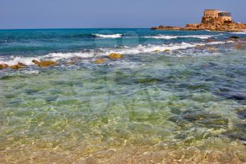  National park Caesarea on coast of Mediterranean sea in Israel