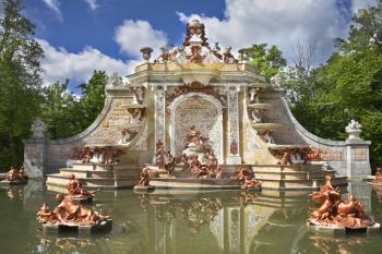 The magnificent fountain decorated by sculptures on mythological themes