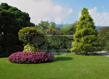 High resolution image of a picturesque park on the island of Isola Bella 