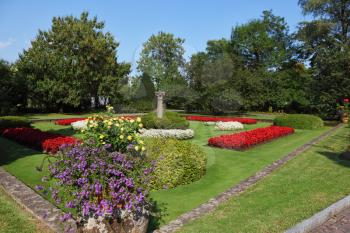 The shore of Lake Maggiore, Villa Taranto. Huge beautiful park-garden with flowers and fountains