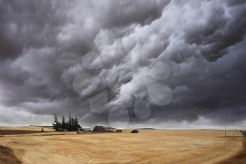 Huge thundercloud on fields of Montana