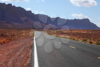 Automobile road to desert in California.