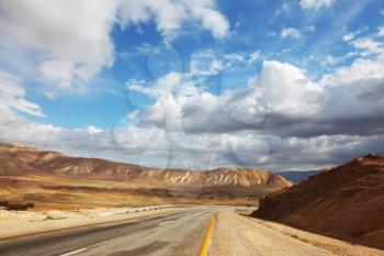 Deserted road. Wonderful winter day in the Judean desert.

