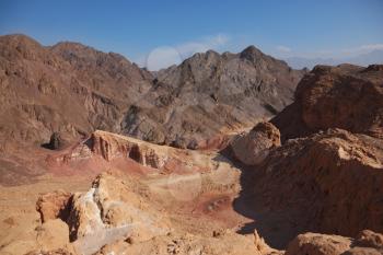 Ancient mountains in vicinities of Eilat in Israel. Warm winter day