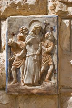  A bas-relief with Jesus Christ's image on a wall of Church of all people in Jerusalem