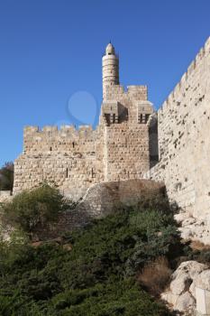 Tower of David. The Eternal Jerusalem, surrounded by walls of unbreakable