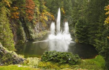 Magnificent dance fountain in well-known Butchard-garden  in Canada