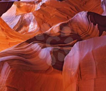 Magnificent play of light and color. Red, pink and purple colors of the famous Antelope Canyon
