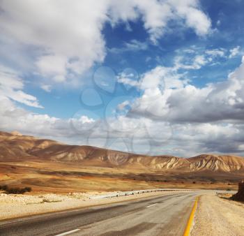 Empty road. Wonderful winter day in the Judean desert.