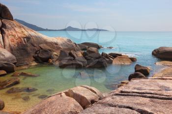 Beautifully shining cliffs on Lamai Beach Koh Samui
