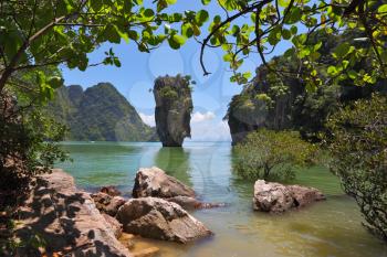 The magnificent island of James Bond. Island-vase in shallow lagoon of the southern seas. Thailand
