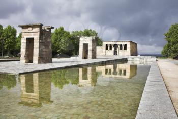 The ancient Egyptian temple Debod established in the center of Madrid