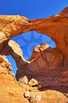  Freakish apertures in rocks of National park Arches in the USA