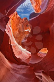 Graceful arches in magic Antelope Canyon in the Navajo Reservation. The United States.