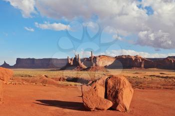 Red Desert. Navajo Reservation in the U.S. The famous cliffs of various forms of Monument Valley