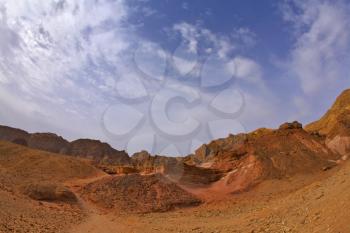 Picturesque ancient stone desert in mountains of Eilat in Israel
