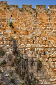  An ancient wall around of old quarters of Jerusalem