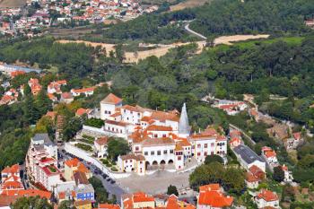 Magnificent resort of Sintra in vicinities of Lisbon, photographed from walls of a Mauritian fortress

