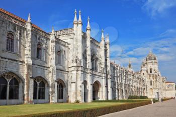 The main attraction of Lisbon - Jeronimos monastery on the bank of the River Tagus.