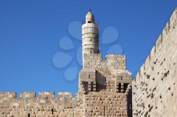 David's tower. Eternal Jerusalem surrounded with indestructible walls
