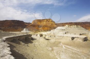 Picturesque ancient mountains and canyon about the Dead Sea in Israel     
