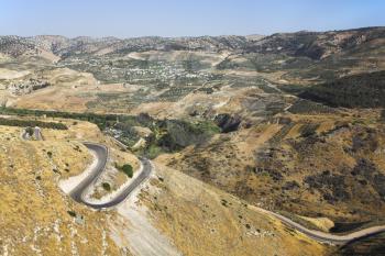 Road serpentine in mountains of Israel on border with Jordan