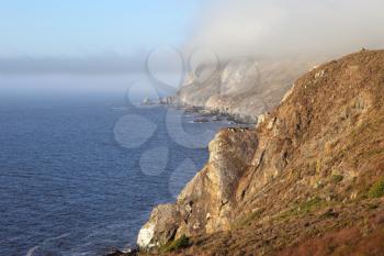 Coast of Pacific ocean near to San Francisco and a morning fog