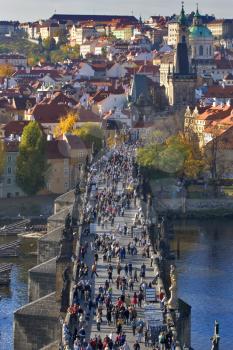  The bridge through the river Vltava in Prague
