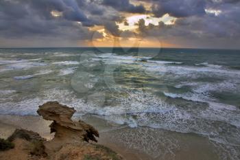  A storming sunset in the winter on Mediterranean sea