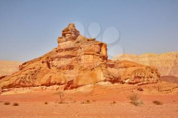 Naturally arisen monument from sandstone Screw in park Timna in Israel