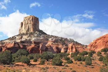 The grand and magnificent Monument Valley. Red - white cliffs of sandstone