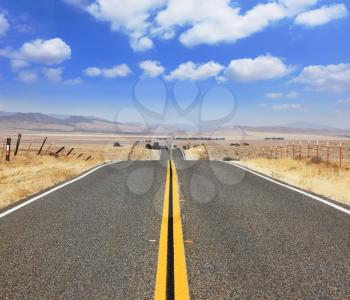 Ideal road. The magnificent l highway through boundless to the desert