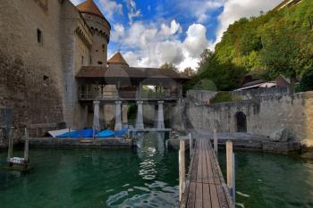 Medieval castle Shilion on lake Leman in Switzerland