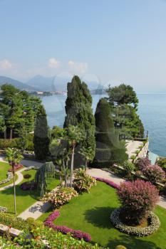 Northern Italy, Lake Maggiore. High resolution image of a picturesque park on the island of Isola Bella. 